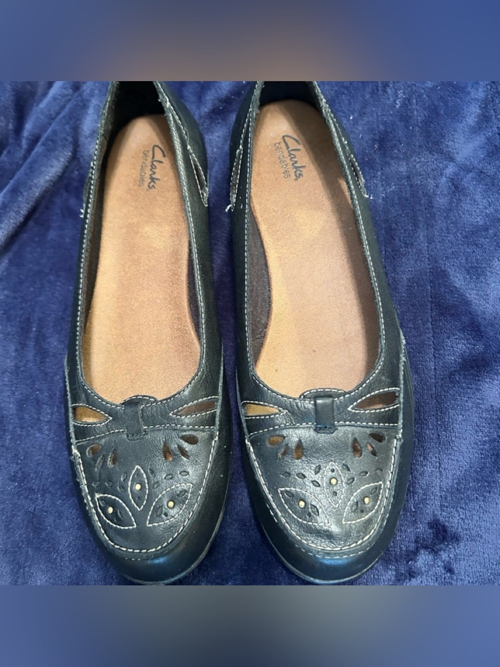 Clarks Dark Navy Flats